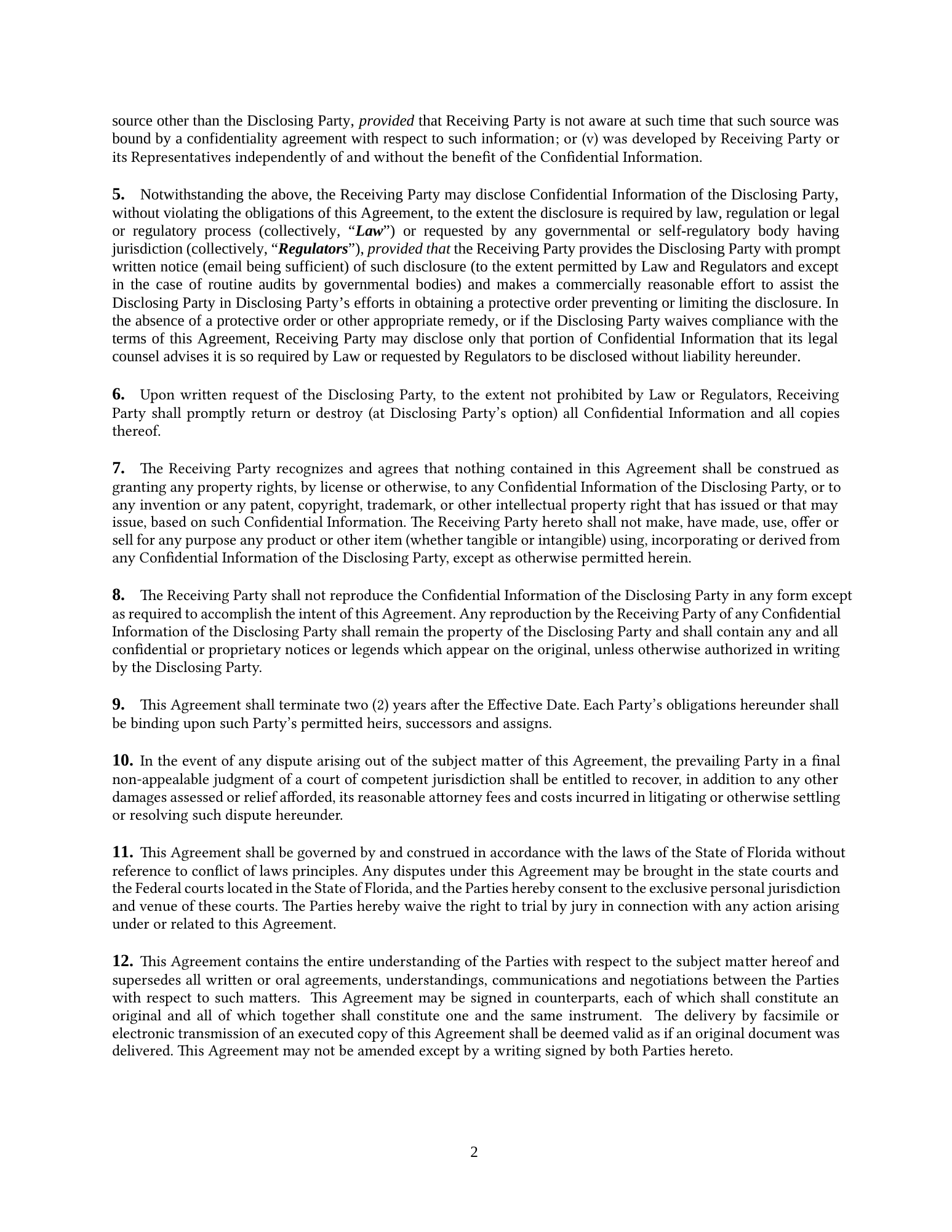 Non-Disclosure and Non-Reliance Agreement, page 2